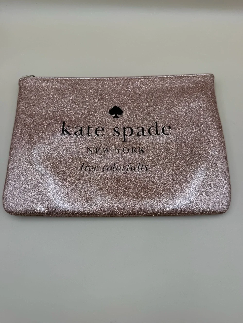 Kate Spade Holiday Drive Gia Rose Gold Glitter Pouch Clutch